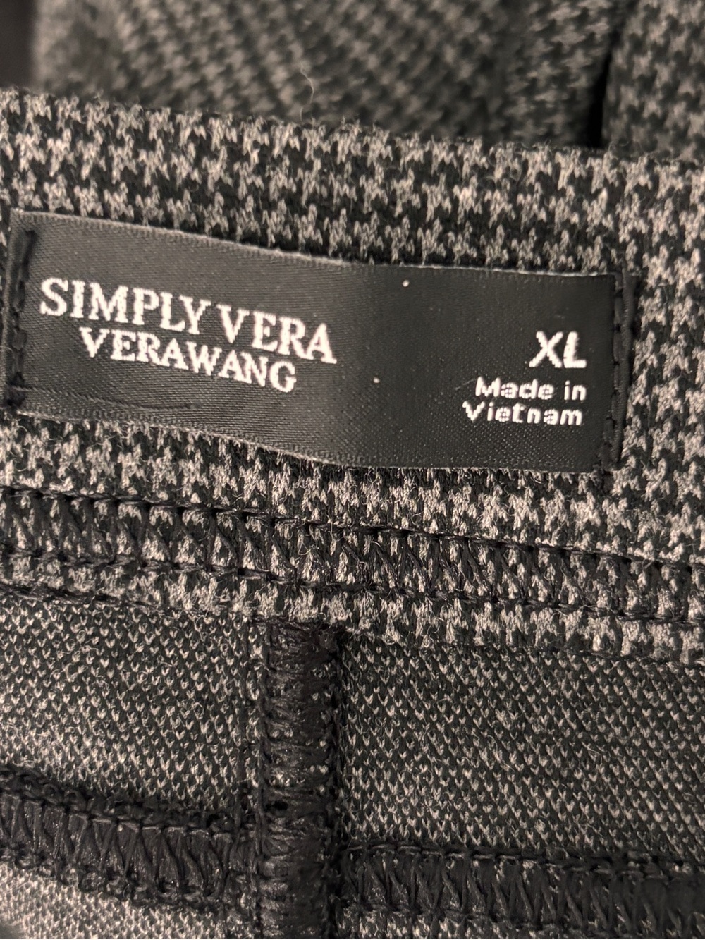 NWT Simply Vera Wang Sz XL Houndstooth Career Pants Medium Gray Black Stretch - Picture 10 of 12